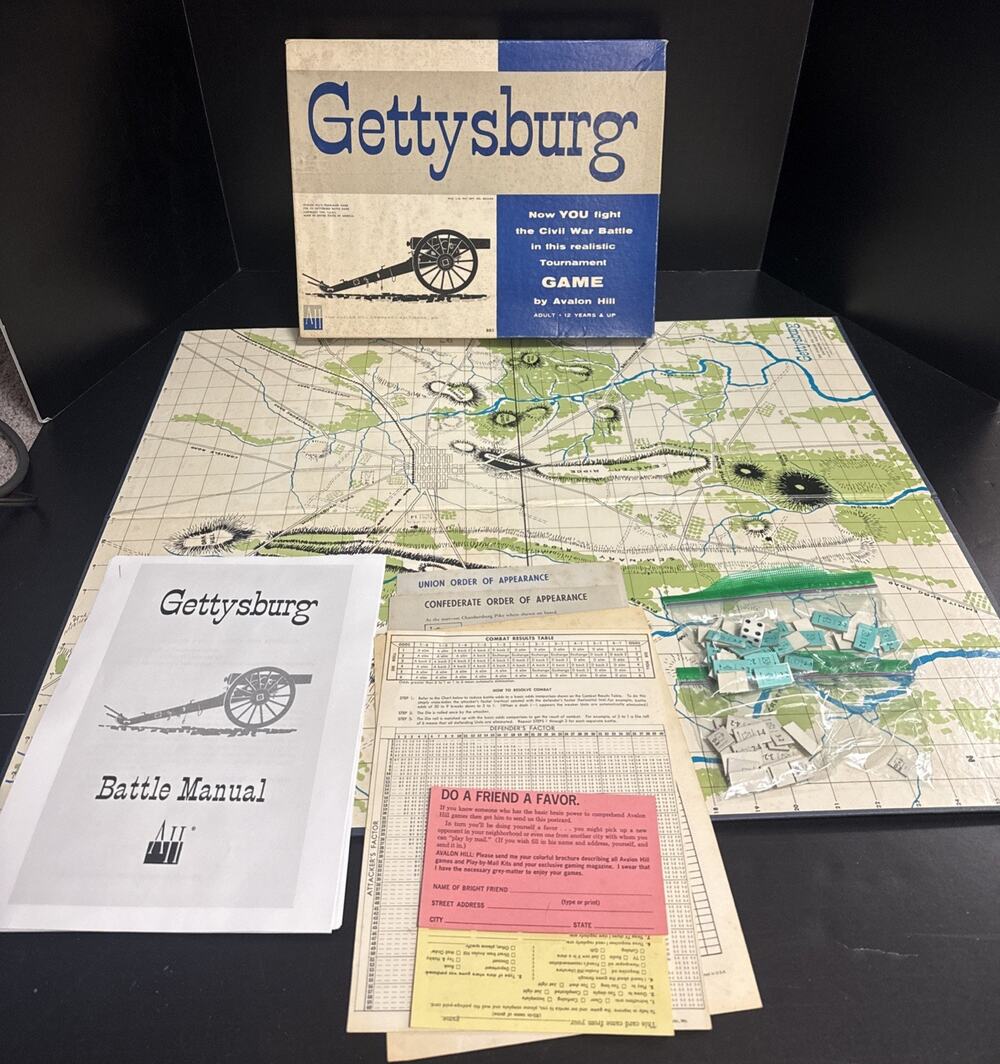 Gettysburg Civil War Battle Strategy Game Avalon Hill War Board Game Complete